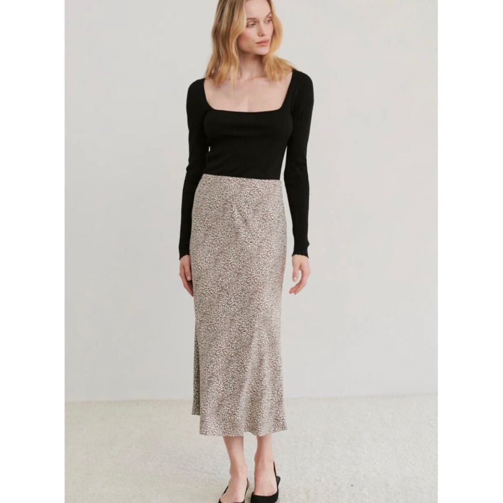 Jenni Kayne Animal Leopard Print Midi Skirt